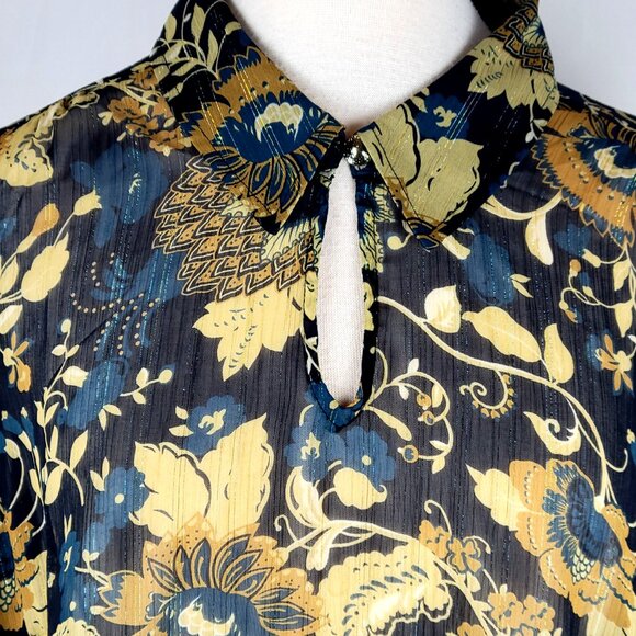 Boho Chic Soft Surroundings Keyhole Collar Button Up Blouse Size L - Picture 7 of 16